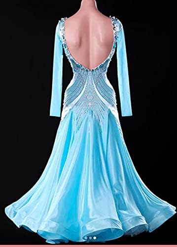 Coleção de Shing - AB31 Women Ballroom Modern Tango Waltz Salsa Dress Standard Dance Dress Lycra Crystal - Custom Made Jade,