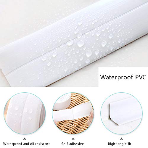 DGZZI CAULK TRIPTE 1-1/4 X 15 PVC White Adesive Fita à prova d'água para banheira Banheiro Banheiro da cozinha Protetor de borda de parede