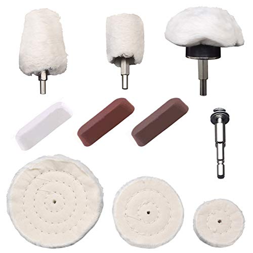 Kit de roda de polimento de 10 PCs, conjunto de almofadas de roda de polimento com cone/coluna/roda de polimento de cogumelos,