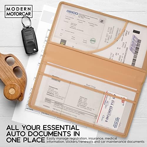 Modern Motorcar Napa Leather Auto Document titular Champagne Color III
