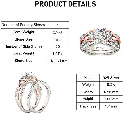 Jeulia Two Tone Rings for Women Gold Gold Três Stone Round Cut Anéis
