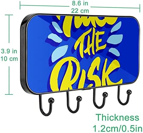 Pegue o arriscado montagem de parede de rack de casaco de impressão azul, rack de entrada com 4 conexão para o chapéu de casaco