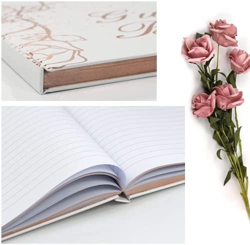 Livro e caneta de convidados de casamento Geizire, White elegante capa de convidado de capa dura no livro, livro de fotos de memória