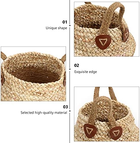 Happyyami cesta de armazenamento decorativo cesta de ervas marinhas cestas de plantador de lavanderia Arranjo de flor Pote de flores