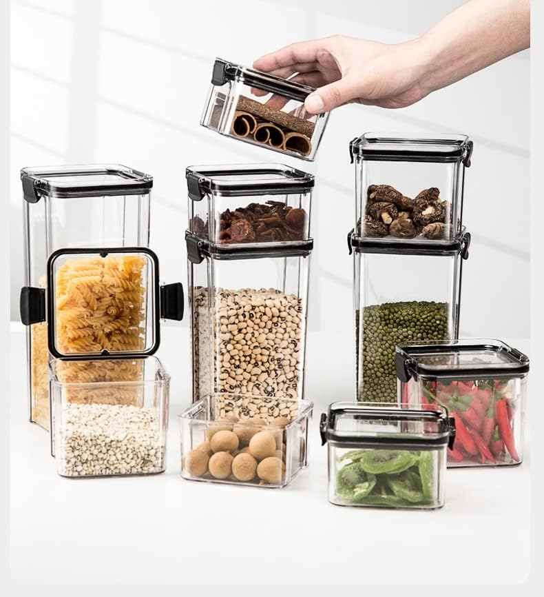 USVGF 6PCS Recipientes de cozinha Temoning Box Organizer Storage Girs for Cereals Jar para frascos a granel com tampa