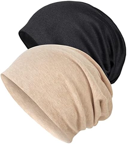 Senker Fashion 2 Pack 2 Cotton Slouchy Feanie Hats, Chemo Headwear Caps para mulheres e homens