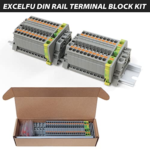 Kit de blocos de terminais ferroviários do Excelfu Din, 20pcs GUV2.5N 12 AWG Blocos de terminais, blocos de solo de