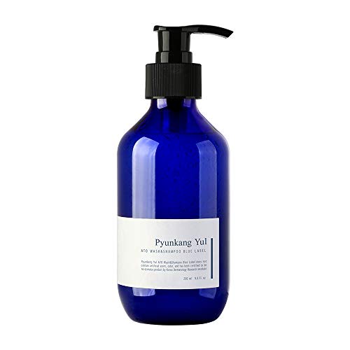 Pyunkang Yul Ato Wash & Shampoo Blue Label para pele de bebê sensível e frágil, flor de madressilva, pH baixo para limpeza suave, hidratante, calmante, EWG verificado, livre de fragrâncias | Cuidados com a pele do rosto coreano | 9.8 FL.OZ.