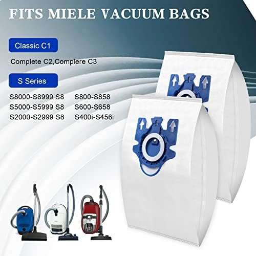 Bolsas de limpeza a vácuo compatíveis com MIELE AirClean GN 3D Bags Classic C1, Complete C1, Complete C2, Complete C3,