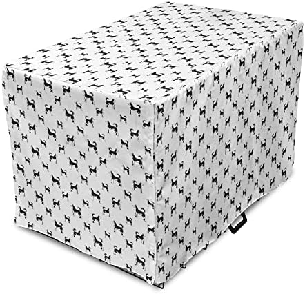 Capa de caixa de cães husky siberiana lunarável, cães de trenó repetitivos padrão simplista em fundo simples, capa de canil de estimação