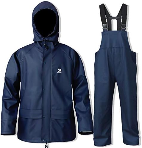 Rainrider Rain Suits for Men Women Water impermeabilizada pesada jaqueta de capa de chuva de pesca e calça de calças Hideaway Hood