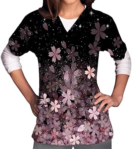 Blusa gráfica do outono de verão Mulheres 2023 Manga curta V Camisa de blusa uniforme para meninas para meninas para meninas Nu