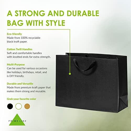 Sacos de presente pretos com alças - 16x6x12 polegadas 25 sacos de compras de designer de embalagem em massa, grande embrulho