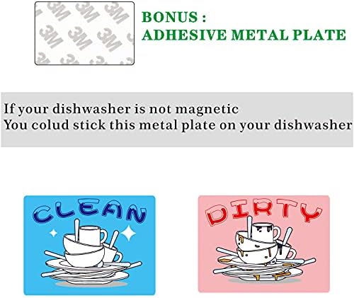 Ímã de lava -louças badert limpo sinal sujo sujo impermeabilizado d'água dupla face lateral lava -louças Indicador reversível Limpe ímã sujo com placa magnética de metal bônus Adequado para toda a máquina de lavar louça rosa