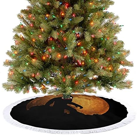 Red Moon Bigfoot Print Salia de árvore de Natal com borla para Feliz Festa de Natal sob a árvore de Natal