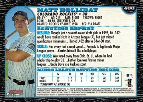 1999 Bowman Chrome Baseball #400 Matt Holliday Rookie Card