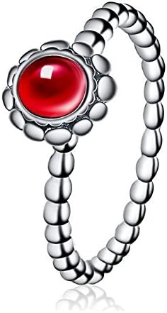Mulher Moda Silver Ruby Ring Packable Ring Birthstone noivado Presentes de jóias