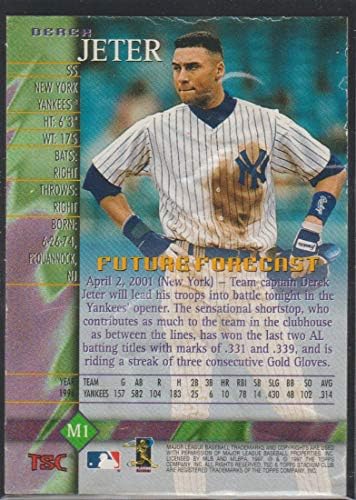 1997 Topps Stadium Club Derek Jeter Yankees Millennium Baseball Card #M1