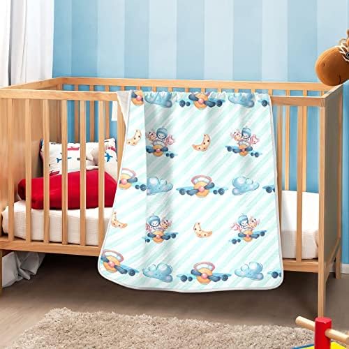 Cobertor de arajamento de arco cobertor de algodão de frango de tigre para bebês, recebendo cobertor, cobertor leve e macio para berço, carrinho de bebê, cobertores de berçário, 30x40 em azul