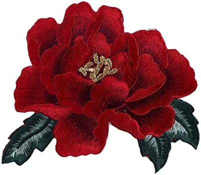 14 cm de manchas de flores peônias roxas azuis vermelhas, ferro em remendos crachás bordados no casamento