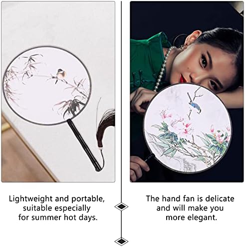 VORCOOL Handheld Fan Summer Decor 2pcs fãs de rodada chinesa fã de mão impressa Fã tradicional fãs de paddle