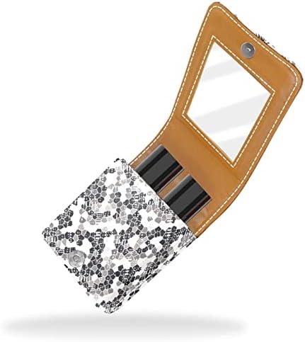 Caixa de batom oryuekan com espelho bolsa de maquiagem portátil fofa bolsa cosmética, padrão de pedra abstrato moderno cinza cinza