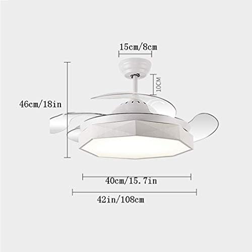 Fãs de teto moderno com luminária de pingente de lâmpada 42 polegadas 4 folhas invisíveis ventilador de estar de estar de