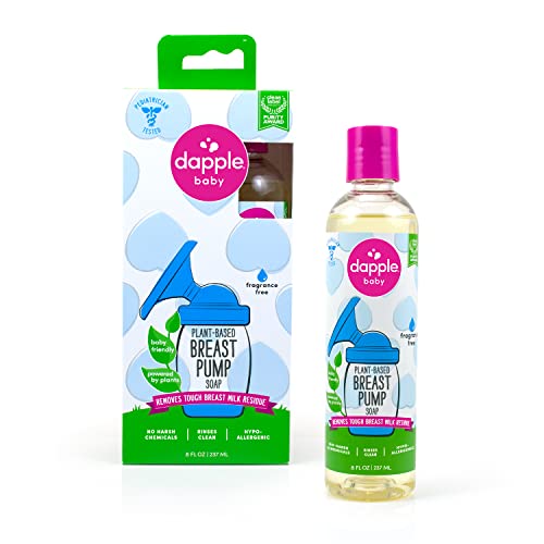 Sabão de bomba de mama para bebê dapple, garrafa de 8 fl oz, livre de fragrâncias, sabonete líquido hipoalergênico - fórmula de enxágula remove o resíduo de leite e folhas sem gosto