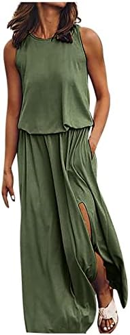 Vestido de tamanho plus size nokmopo para mulheres mangas formais de cor de cor sólida de cor sólida, vestidos longos praia o pescoço vestidos de verão