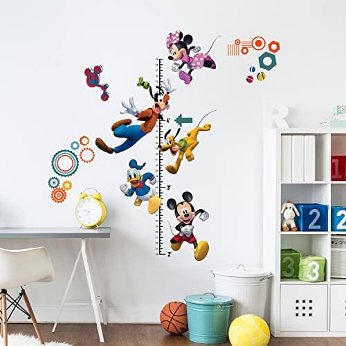 Colegas de quarto RMK5184GC Mickey e Friends Gráfico de crescimento Decalques de parede e bastão, vermelho, azul, laranja