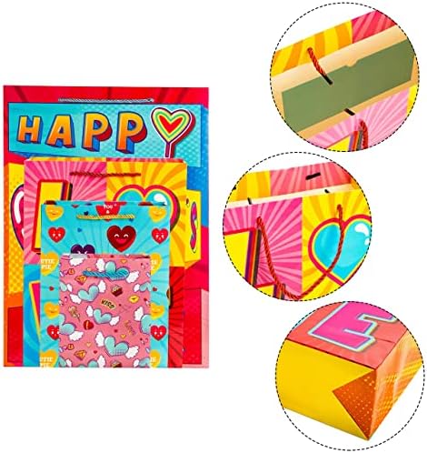 Joyin 12 PCs Sacos de presente do Dia dos Namorados com papel de seda e alça, 4 tamanho em 6 projetos com bolsos para cartões -presente