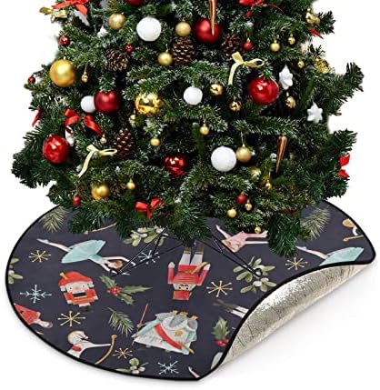 Cupada Christmas Nutcracker Fairy Conto de fada Tapetes de árvore de Natal Saia à prova d'água, flocos de neve aquarela de natal, bandeja de bandeja Pad Pad Pad para decoração de festa de férias 28.3in
