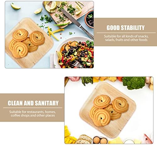 Luxshiny Snack Contêiner Bandeja Veggie 10pcs Placas de folha de palmeira Placas de alimentos descartáveis ​​alimentos de madeira