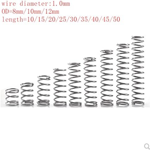 Myilai dmeizhen-compressão mola 10pcs/lote de 1,0 mm de aço inoxidável micro pequeno compressão mola de 8 mm/10 mm/12 mm de