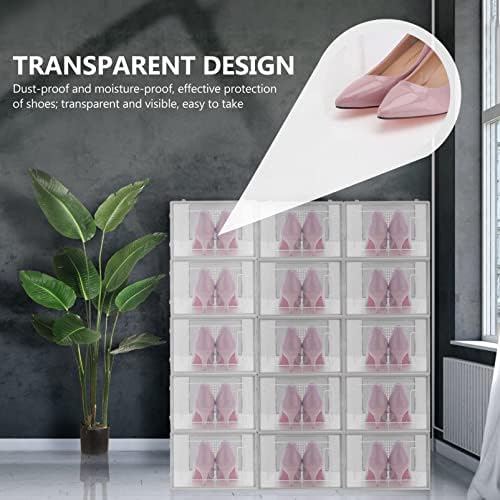 Zerodeko 1pc box tampa de tampa de tênis organizador de tênis local gaveta empilhável gaveta de abertura Display decoração de suporte transparente quartos banheiros banheiros contêiner dobrável mulheres botas de entrada tampas