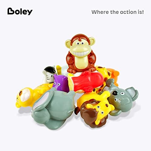Boley Safari Animals Bath Toy Bucket - 12 PC Piscina e brinquedos de banho para crianças - idades de 2 anos ou mais!