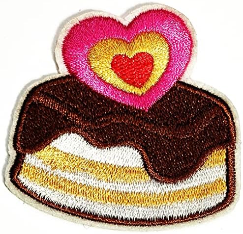 Kleenplus 2pcs. Chocolate Lava Heart Bolo de desenho animado Ferro bordado em costura em crachá para jeans Jackets Backpacks