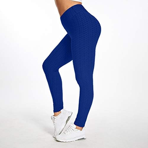 Mulheres calças de ioga borbulha o quadril de elevação atlética calça calças de calças de cor sólida