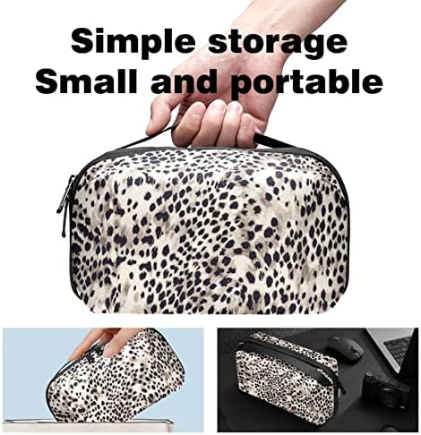 Bolsa de bolsas portáteis de organizações eletrônicas de leopardo Saco de armazenamento de cabo de viagem para discos rígidos,