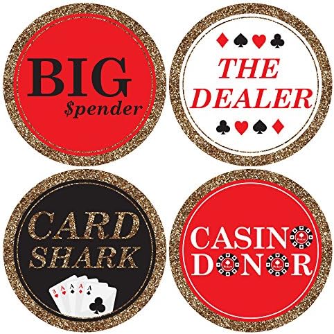 Las Vegas - Partido do cassino Tags engraçadas - Badges de festa Conjunto de adesivos de 12