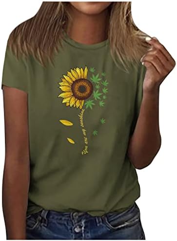 Zefotim Summer Tops for Women 2023 Cute Gunflower Dandelion Fashion Tshirts Plain Tshirts Vintage Manga curta o Pescoço Tops