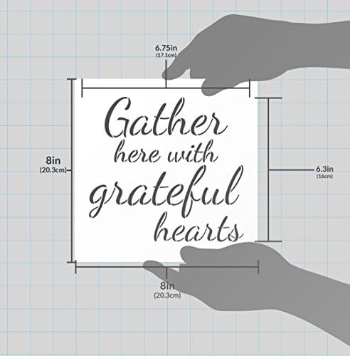 Reúna -se aqui com o Grateful Hearts Stencil por Studior12 | Estilo de script | Modelo de palavra reutilizável para pintar