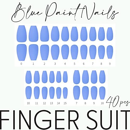 Caixão de Finger Suit de traje de dedo 40pcs, unhas falsas quadradas para mulheres projetadas para os dedos, as unhas falsas