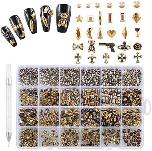 Tsinlan.ayn unhas jóias e encantos, 2500 strass chatback+600 diamantes de múltiplas formas de bling+120 urso arco -ar -arco