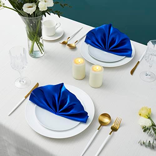 Countunho 16 Pack Square Cetin Dinner Gambines, 17x17 polegadas sedosos macios macios de mesa guardanapos para restaurante casamentos decoração de banquetes, royal azul