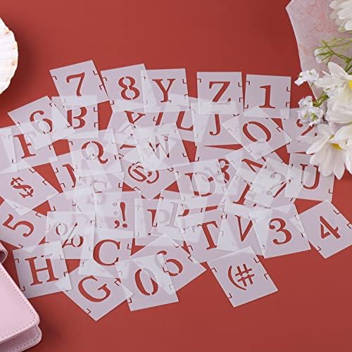 Modelos de letra e número de 1 polegada AIEX 43pcs, letra de letra de letra de plástico reutilizável estênceis de alfabetização de