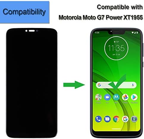 Exibição LCD de substituição Compatível para Motorola Moto G7 Power XT1955 6.2 LCD Touch Screen Digitizer Conjunto com adesivo e kit de ferramentas