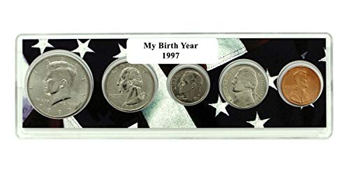 Ano de nascimento da moeda de 1997-5, ambientado no titular da bandeira americana não circulada