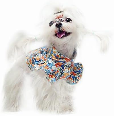 Camisa de cachorro yaodhaod camisetas de pólo de estimação de verão, camisetas fofas com estampa de flor de cachorrinho para cães de garotas pequenas a médias com mangas tee