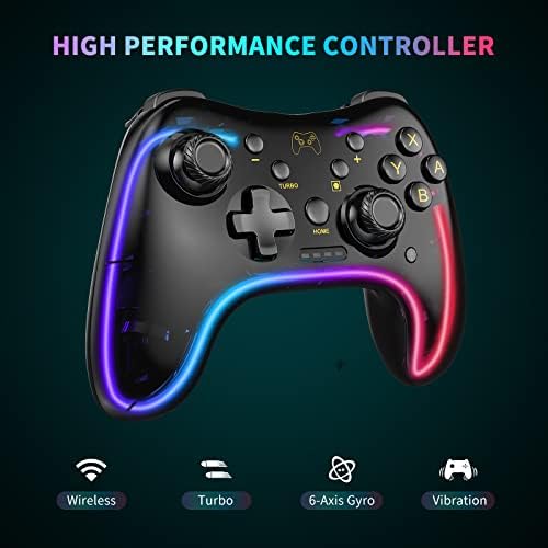 Babomi Switch Controllers, Switch Pro Controller Compatível com Nintendo Switch/OLED/Lite, Switch Pro com luzes LED, 6